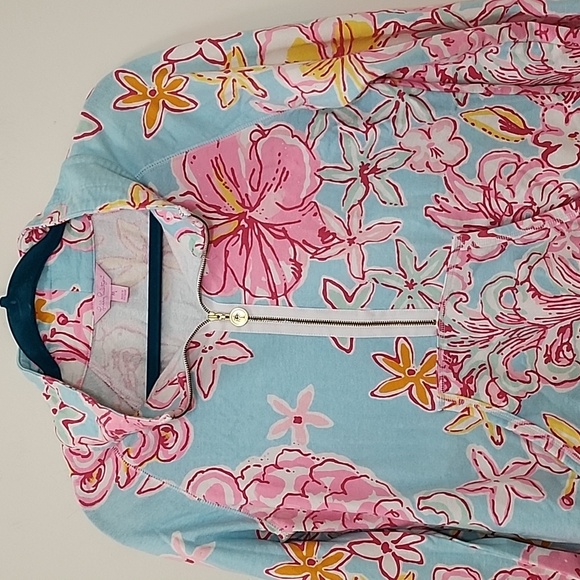 Lilly Pulitzer Tops Skipper Popover Floral Quarter-Zip Pullover Size Meduim - Picture 6 of 16